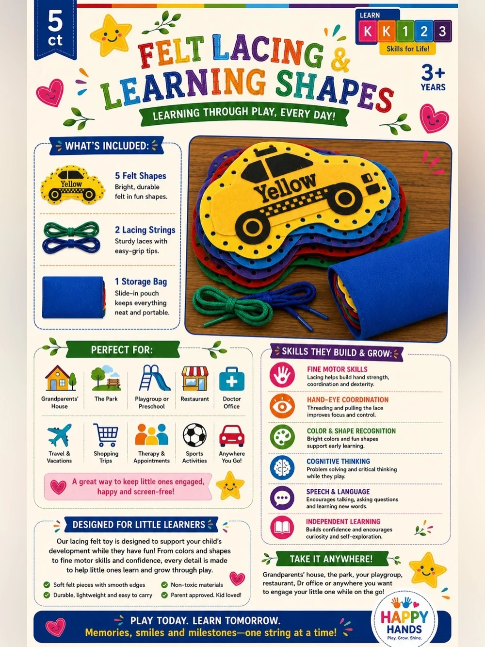 Horizon Group Felt Lacing and Learning Shapes 3+ years